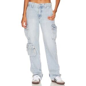 Pistola 'Bobbie' Blue Utility Mid Rise Loose Straight Cargo Denim Jean  Size 26